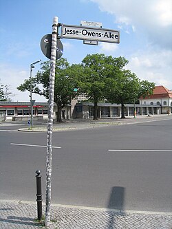 Jesse-Owens-Allee street sign in Berlin
